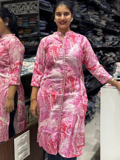 T22 LINEN KURTI PINK