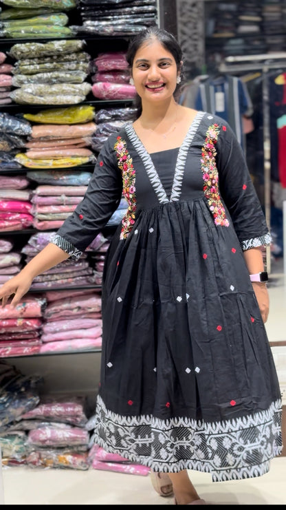 F57 JAMDANI GOWNS JACCAQAD WEAVING