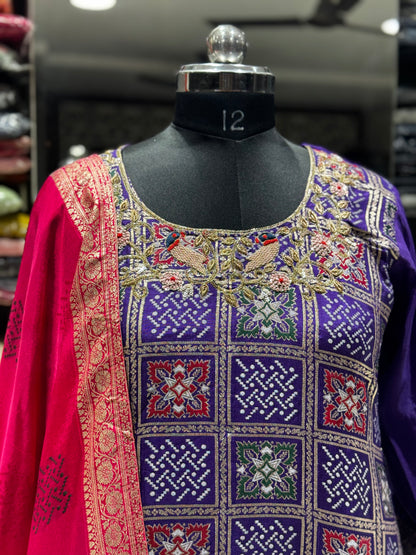 K191 Benaras georgette three 3pc suit set