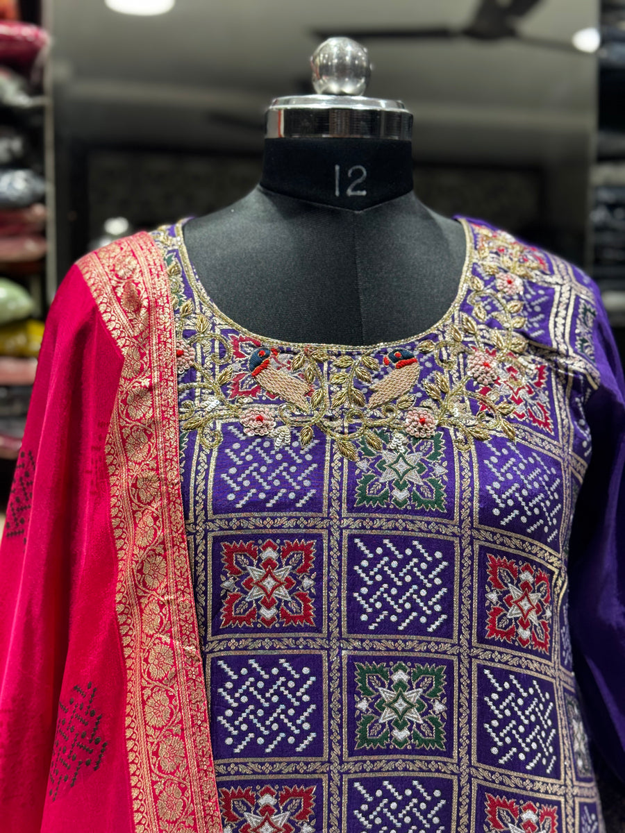 K191 Benaras georgette three 3pc suit set