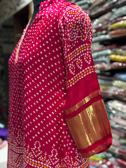 K192 PINK Gaji silk three piece suit set