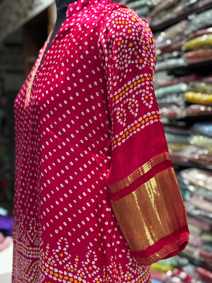 K192 PINK Gaji silk three piece suit set