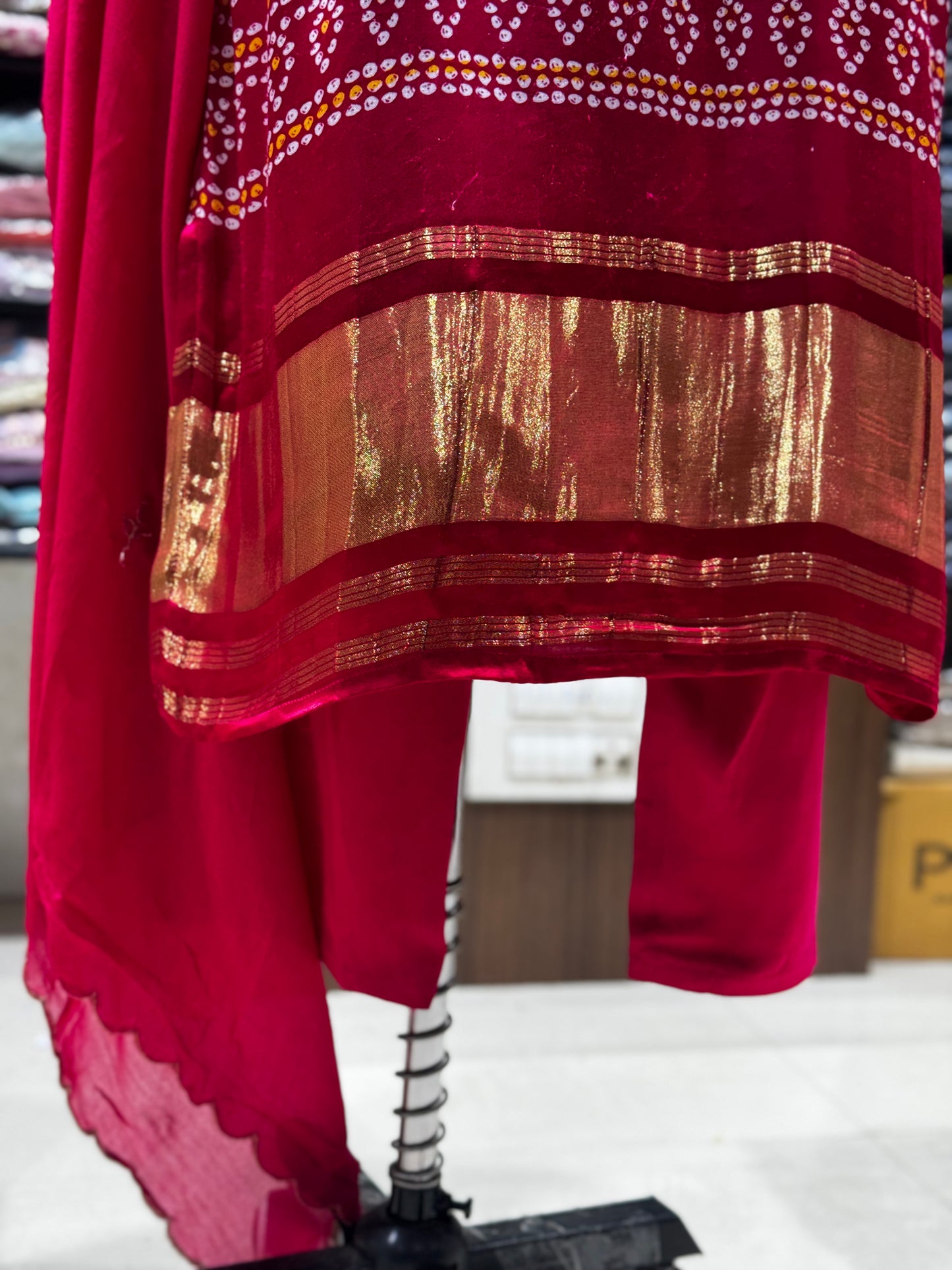 K192 PINK Gaji silk three piece suit set