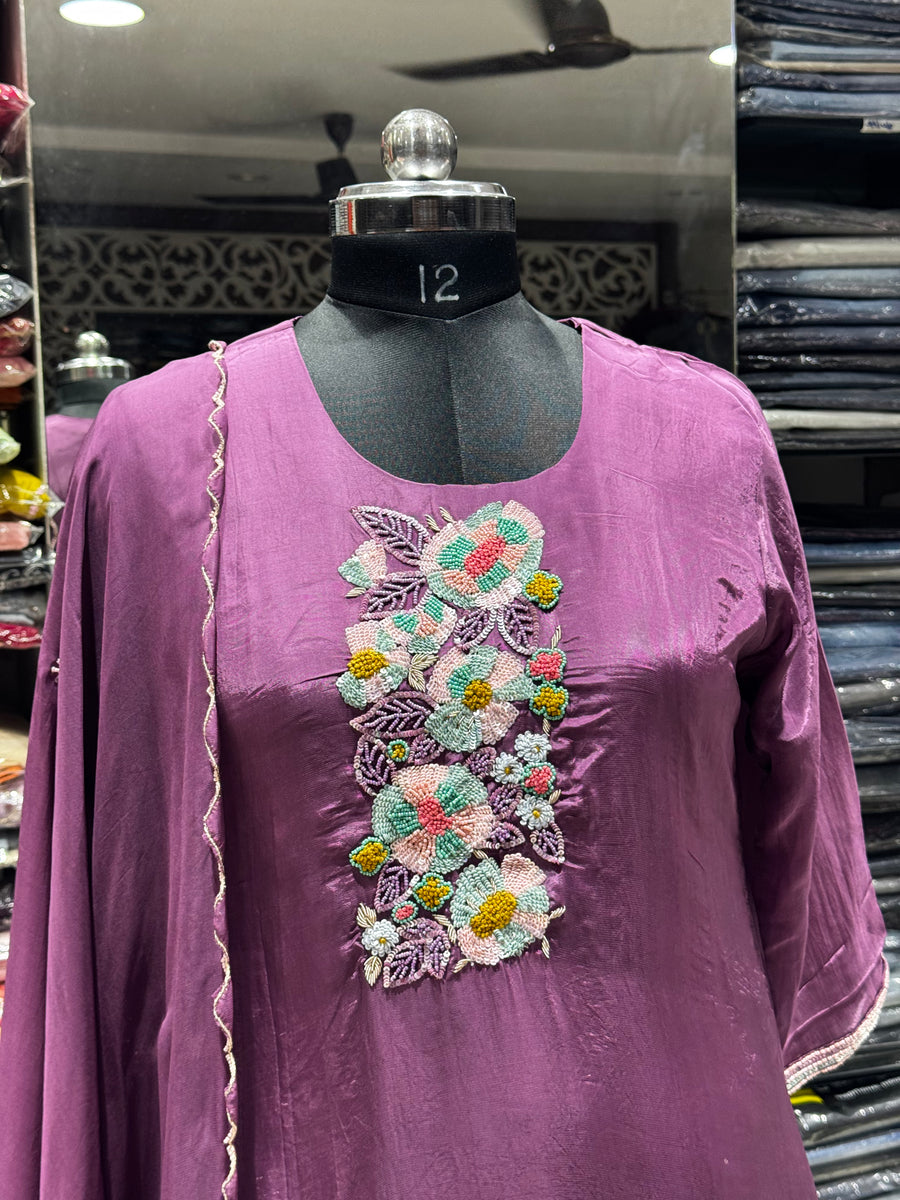 K193 PURPLE CHINON SILK 3PC SET