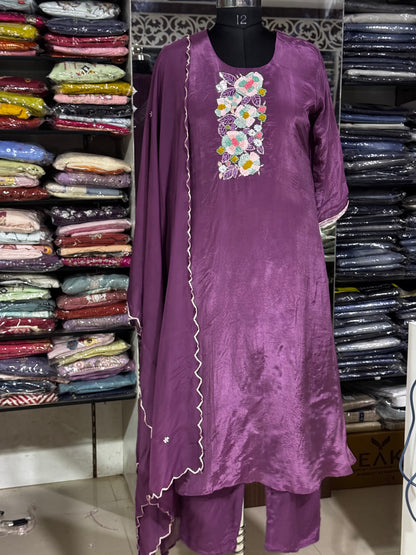 K193 PURPLE CHINON SILK 3PC SET