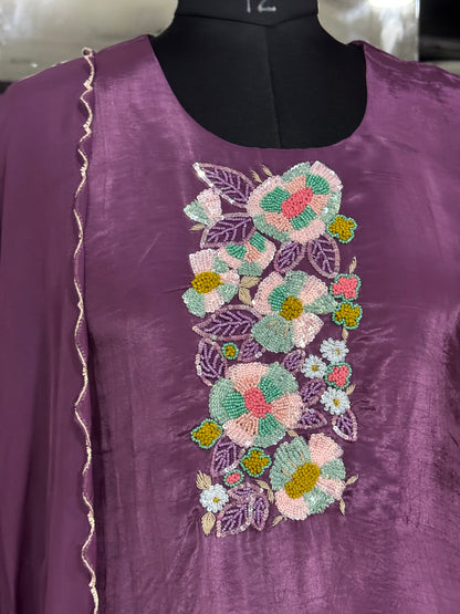 K193 PURPLE CHINON SILK 3PC SET