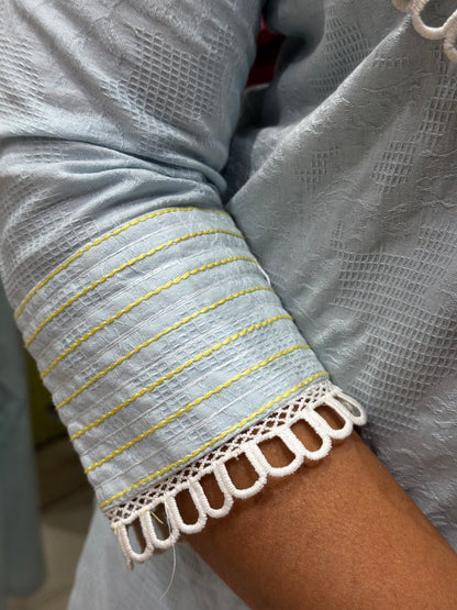 C73 BLUE COTTON TEXTURE CORD SET