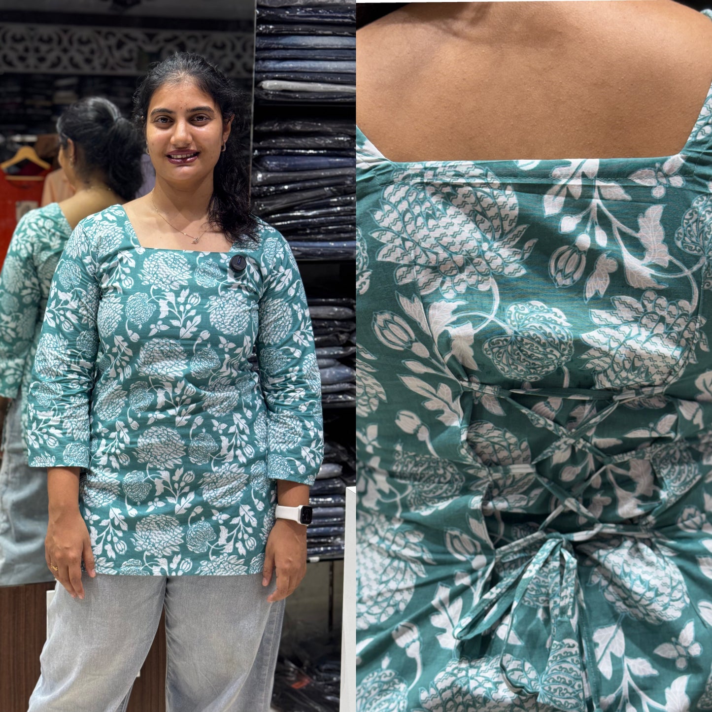 SH5 CORSET BACK COTTON SHORT KURTI