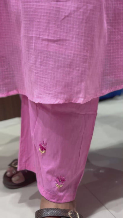 K253 Cotton candy pink Mulkota three peice suit set