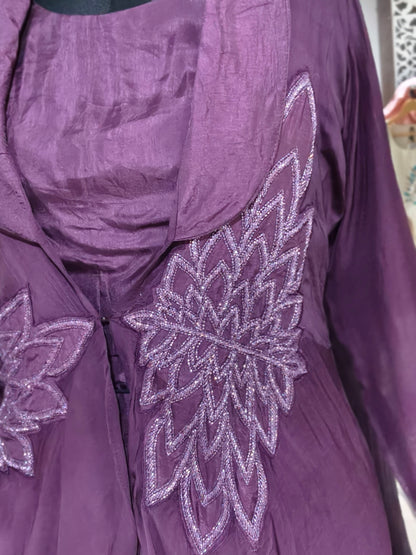 IN 15 3pice Cord Set With Jacket Model Purple colour