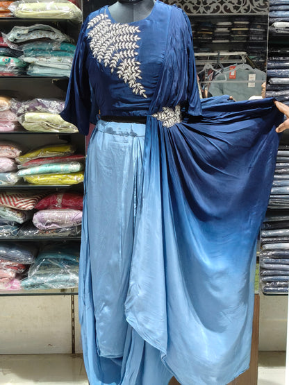 IN16 Blue Ombre Shaded Indo-western Dress