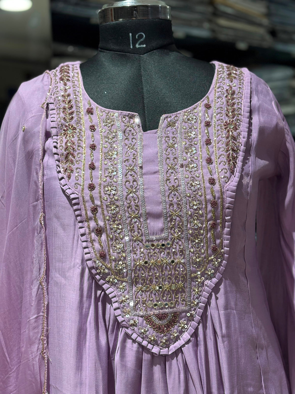 K194 3pice kurti set Lavender
