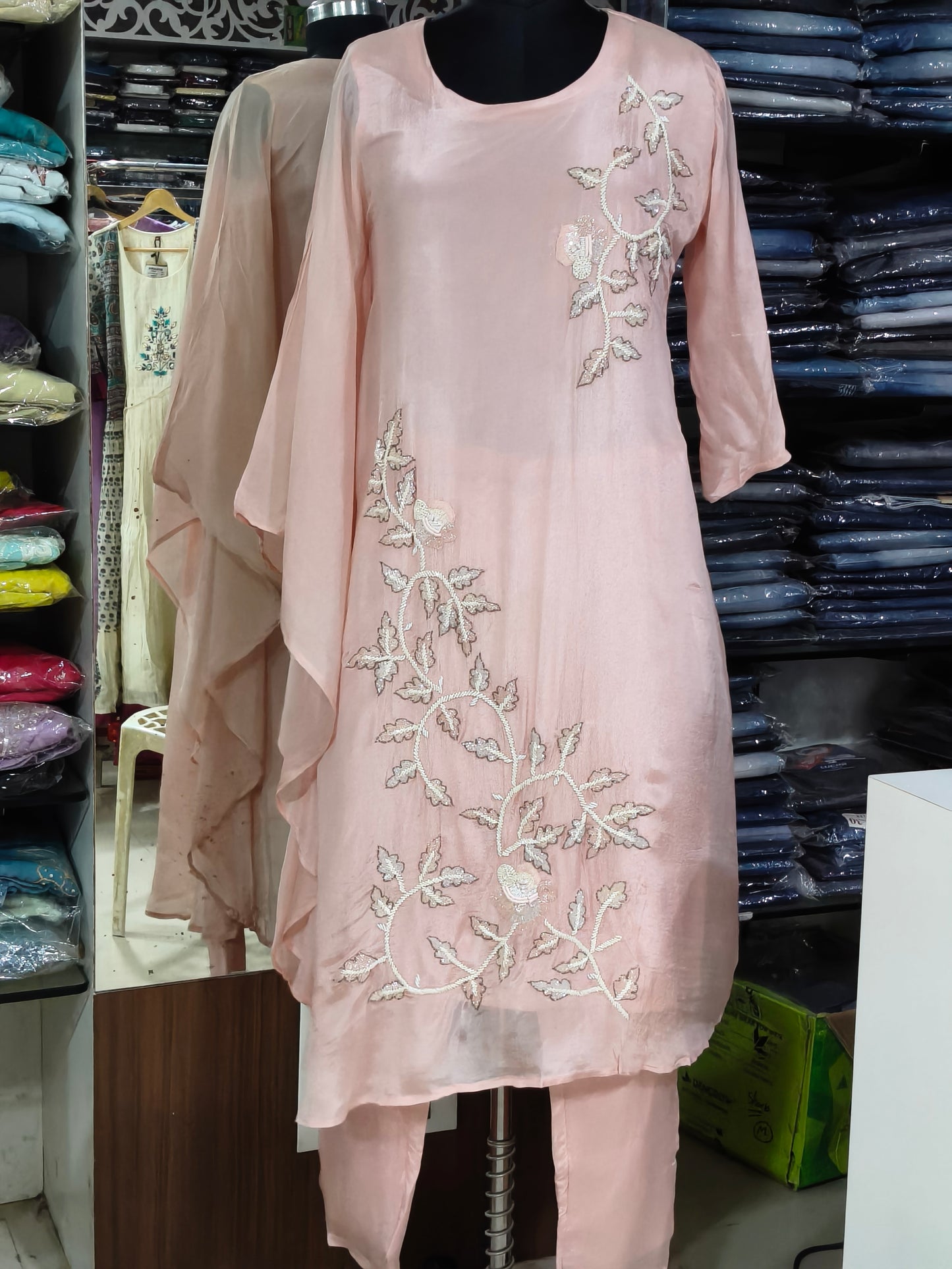 IN9 Baby Pink Indo-western Cord Set