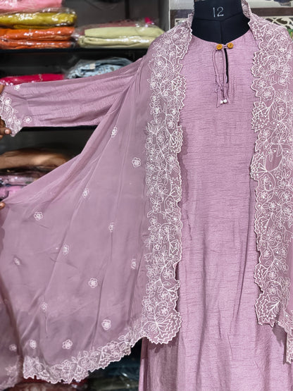 IN 14 Indo-western Cord Set Jacket Style Light Pink