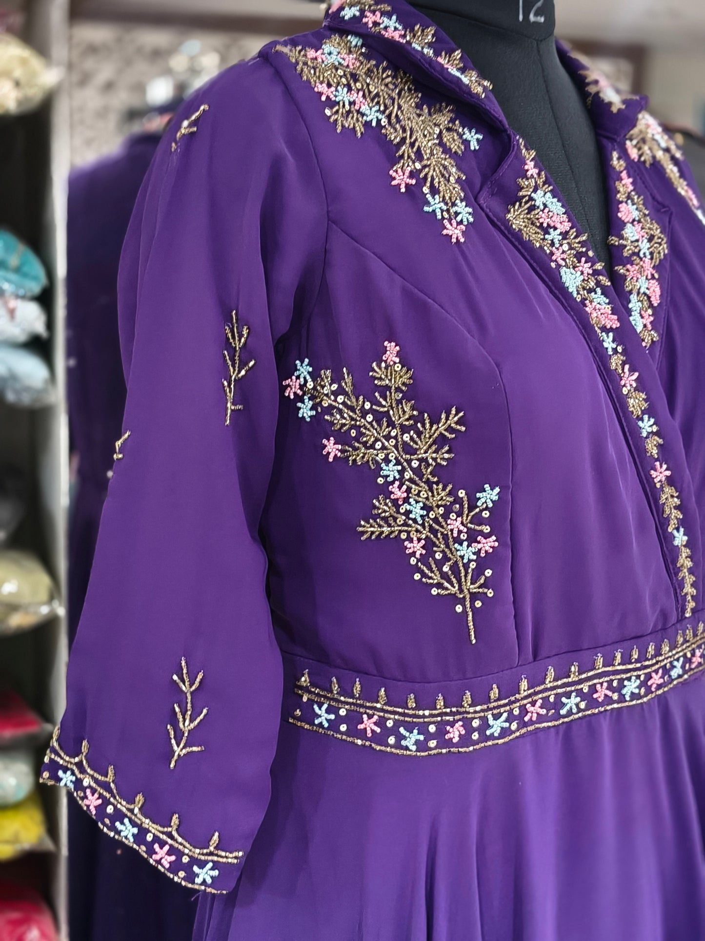 IN6 Indo western purple frock