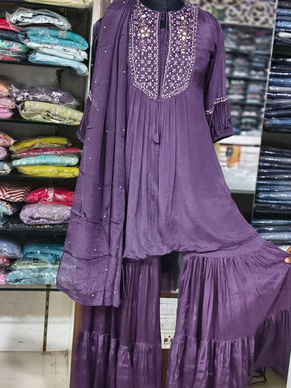 IN 8 Indo-western Dark Purple Plazo Dress