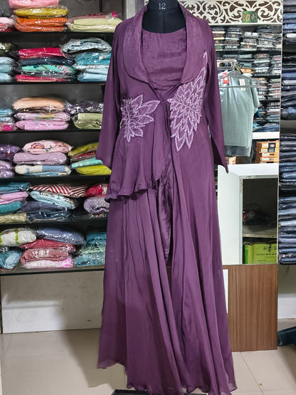 IN 15 3pice Cord Set With Jacket Model Purple colour