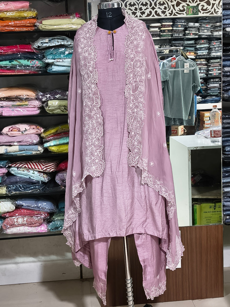 IN 14 Indo-western Cord Set Jacket Style Light Pink