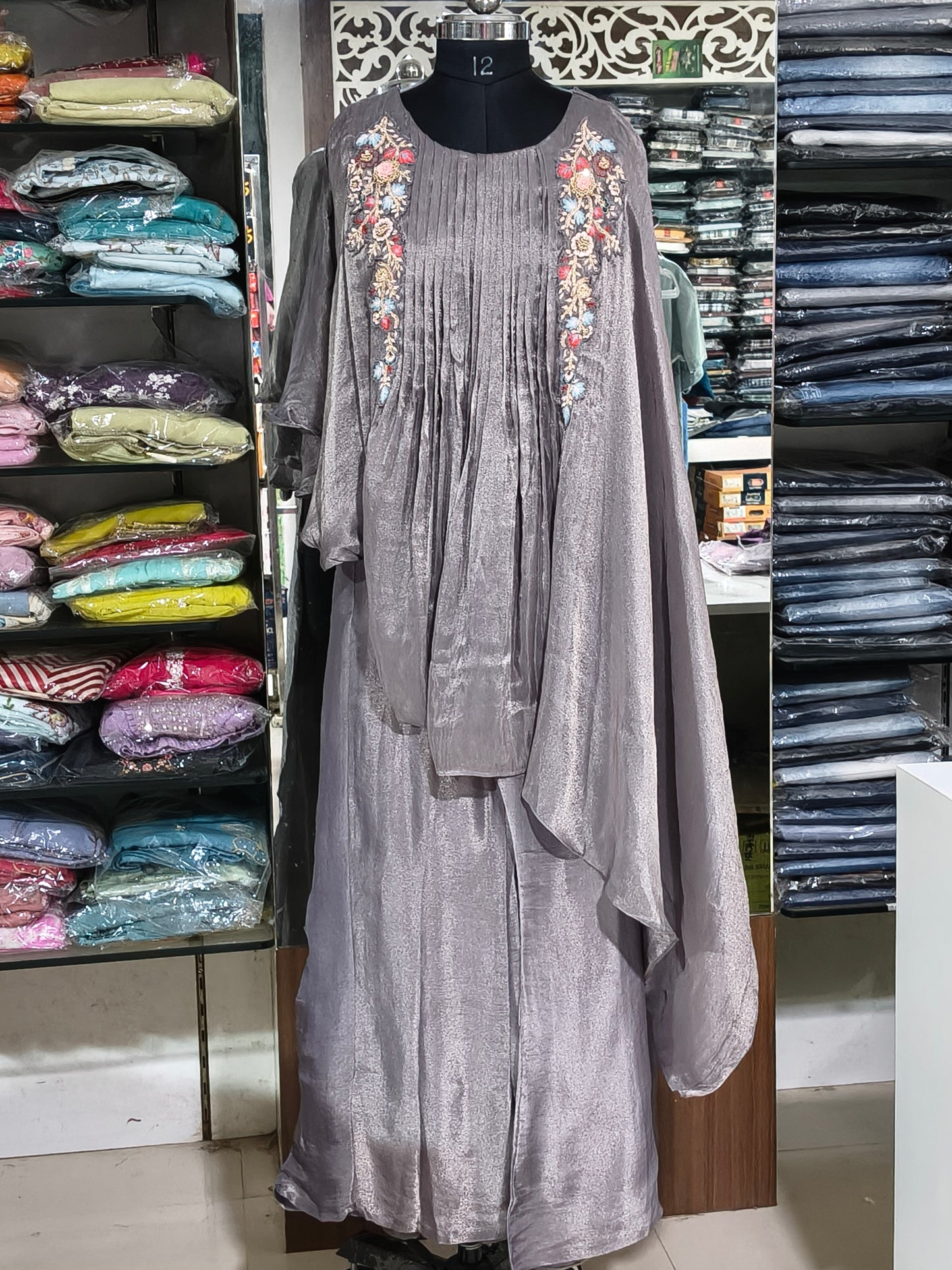 IN13 Indo-western Cord Set Grey Colour