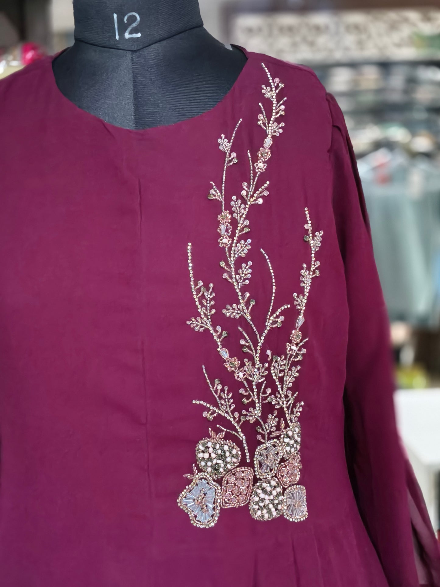 IN17 Indo-western Cord Set Wine And PINK Colour