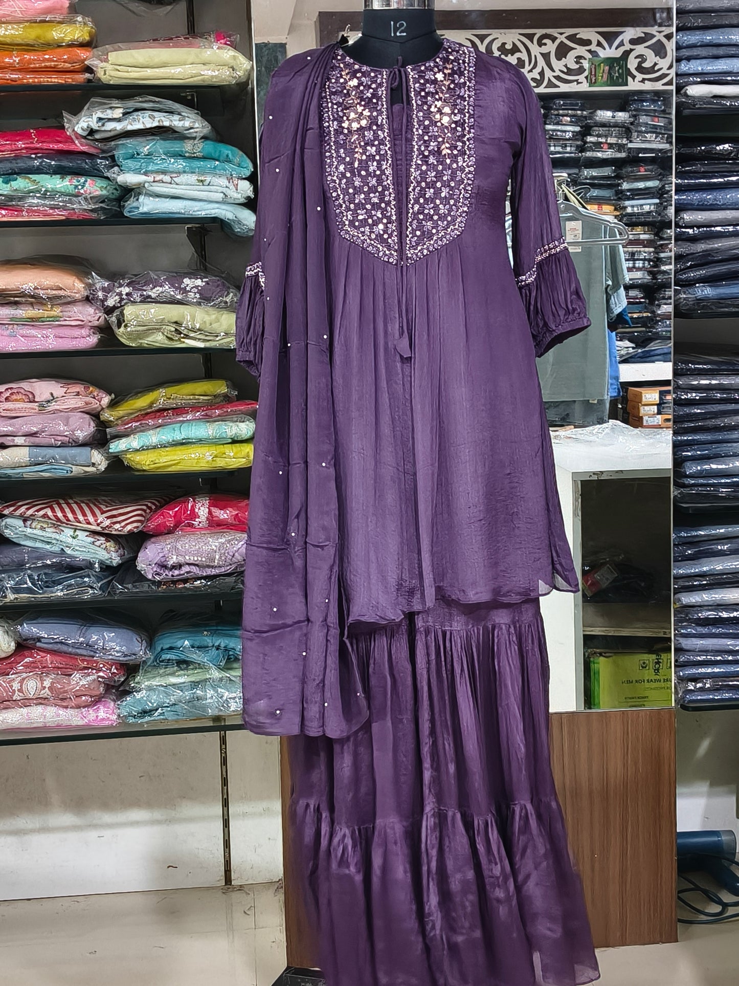 IN 8 Indo-western Dark Purple Plazo Dress