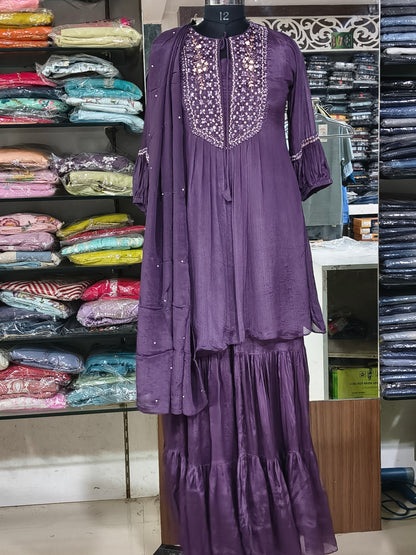 IN 8 Indo-western Dark Purple Plazo Dress