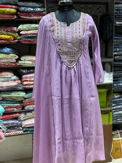 K194 3pice kurti set Lavender